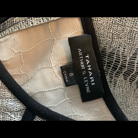 Tahari by Arthur S Levine 6 Sexy Faux Snakeskin Black LBD Career Zipper Detail - Picture 6 of 6